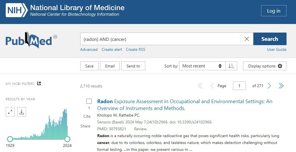 Tabella National Library of Medicine Gas Radon Mappa Italia 2- Stopradon